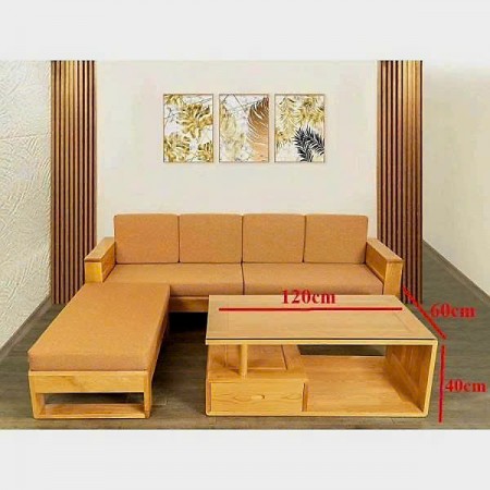 Casa 07 : Bàn Sofa Gỗ Sồi + Mặt Kính Cường Lực